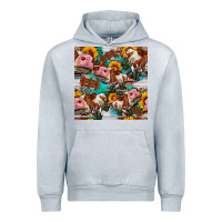 Heather Grey cow with aztec and sunflowers seamless pattern Urban Hoodie - FaDigitalArtStudio
