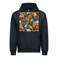 Navy cow with aztec and sunflowers seamless pattern Urban Hoodie - FaDigitalArtStudio