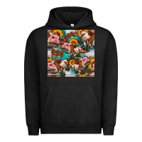 Pigment Black cow with aztec and sunflowers seamless pattern Urban Hoodie - FaDigitalArtStudio