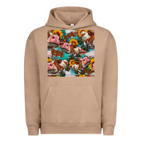 Pigment Burro cow with aztec and sunflowers seamless pattern Urban Hoodie - FaDigitalArtStudio