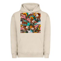 Pigment French Oak cow with aztec and sunflowers seamless pattern Urban Hoodie - FaDigitalArtStudio