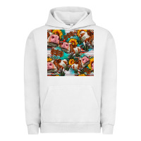 Pigment Lunar Rock cow with aztec and sunflowers seamless pattern Urban Hoodie - FaDigitalArtStudio