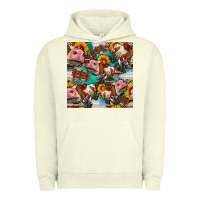 Pigment Pistachio cow with aztec and sunflowers seamless pattern Urban Hoodie - FaDigitalArtStudio