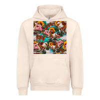 Sandshell cow with aztec and sunflowers seamless pattern Urban Hoodie - FaDigitalArtStudio
