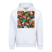 White cow with aztec and sunflowers seamless pattern Urban Hoodie - FaDigitalArtStudio