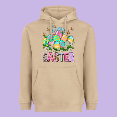 Happy Easter With Eggs Heavyweight Hoodie Designed By Nancycooperartshop