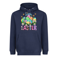 Navy Happy Easter with eggs Heavyweight Hoodie - NancyCooperArtShop