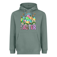 Sage Happy Easter with eggs Heavyweight Hoodie - NancyCooperArtShop