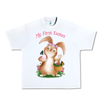 White Babies First Easter Girls Urban Heavy Tee - Jasminsmagicworld