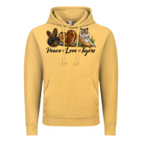 Vintage Mustard Peace Love Tigers Vintage Hoodie - LillyAllenDesigns