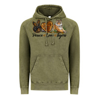 Vintage Olive Peace Love Tigers Vintage Hoodie - LillyAllenDesigns