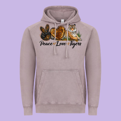 Peace Love Tigers Vintage Hoodie Designed By Lillyallendesigns