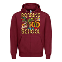 Burgundy roaring in to 100 day of school Zipper Hoodie - Artiststas