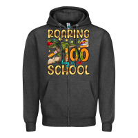 Charcoal Heather roaring in to 100 day of school Zipper Hoodie - Artiststas
