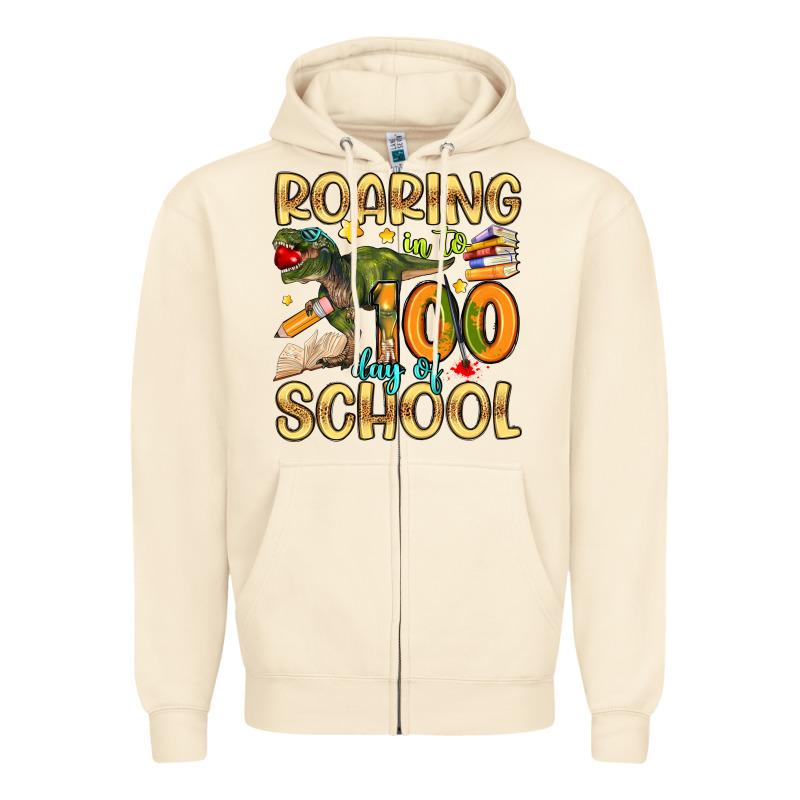 Roaring In To 100 Day Of School Zipper Hoodie by Artiststas | Teevron
