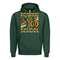 Sports Green roaring in to 100 day of school Zipper Hoodie - Artiststas
