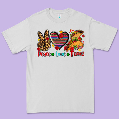 Peace Love Tacos Premium Tee Designed By Adodesignshop