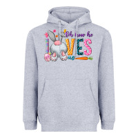 Heather Grey Oh how he loves us Heavyweight Hoodie - NancyCooperArtShop