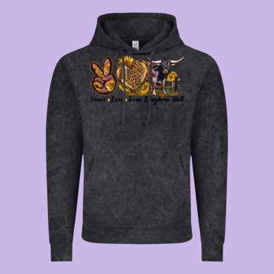 Peace Love Texas Longhorn Bull Vintage Hoodie Designed By Lillyallendesigns