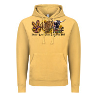 Vintage Mustard Peace Love Texas Longhorn Bull Vintage Hoodie - LillyAllenDesigns