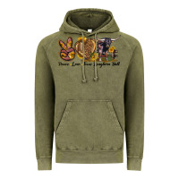 Vintage Olive Peace Love Texas Longhorn Bull Vintage Hoodie - LillyAllenDesigns