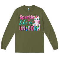 Army Green sparkle like a unicorn Long Sleeve Tee - NancyCooperArtShop