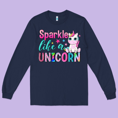 Sparkle Like A Unicorn Long Sleeve Tee Designed By Nancycooperartshop