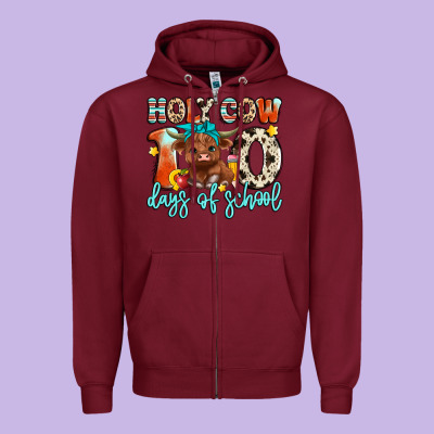 Holy Cow 100 Days Of School Zipper Hoodie Designed By Artiststas
