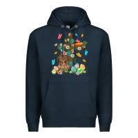 Navy Western Rabbit with Cross Easter Day Premium Hoodie - HowdyJamesFarm