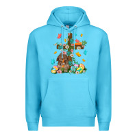 Ocean Blue Western Rabbit with Cross Easter Day Premium Hoodie - HowdyJamesFarm