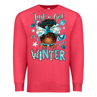 Cardinal just a girl who loves winter afro messy bun Premium Sweatshirt - texasbilliewilder