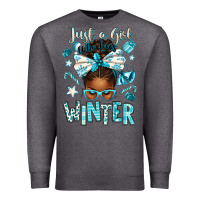 Charcoal Heather just a girl who loves winter afro messy bun Premium Sweatshirt - texasbilliewilder