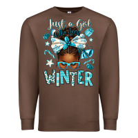 Chestnut just a girl who loves winter afro messy bun Premium Sweatshirt - texasbilliewilder