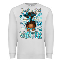 Dove Grey just a girl who loves winter afro messy bun Premium Sweatshirt - texasbilliewilder