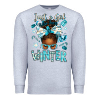 Heather Grey just a girl who loves winter afro messy bun Premium Sweatshirt - texasbilliewilder