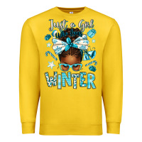 Lemon just a girl who loves winter afro messy bun Premium Sweatshirt - texasbilliewilder