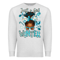 Oatmeal Heather just a girl who loves winter afro messy bun Premium Sweatshirt - texasbilliewilder
