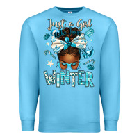 Ocean Blue just a girl who loves winter afro messy bun Premium Sweatshirt - texasbilliewilder