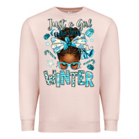 Pale Pink just a girl who loves winter afro messy bun Premium Sweatshirt - texasbilliewilder