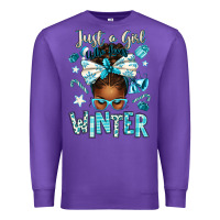 Purple just a girl who loves winter afro messy bun Premium Sweatshirt - texasbilliewilder