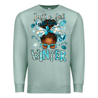 Seafoam just a girl who loves winter afro messy bun Premium Sweatshirt - texasbilliewilder