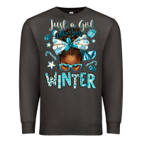 Smoke just a girl who loves winter afro messy bun Premium Sweatshirt - texasbilliewilder