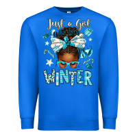 True Royal just a girl who loves winter afro messy bun Premium Sweatshirt - texasbilliewilder