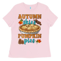 Bubblegum Pink autumn skies pumpkin pies Ladies Tee - HRA Design Shop