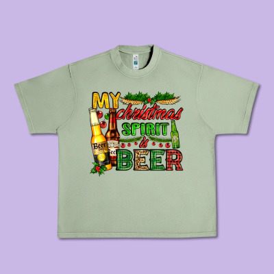 My Christmas Spirit Is Beer With Beer Bottles Urban Heavy Tee Designed By Adodesignshop
