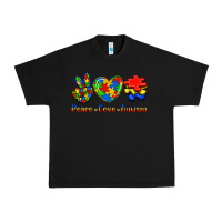 Black Peace Love Autism Urban Heavy Tee - Jasminsmagicworld