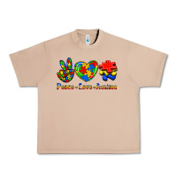 Burro Peace Love Autism Urban Heavy Tee - Jasminsmagicworld