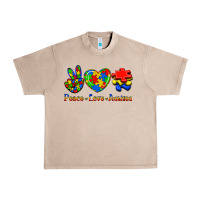French Oak Peace Love Autism Urban Heavy Tee - Jasminsmagicworld