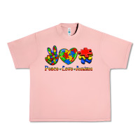 Salmon Peace Love Autism Urban Heavy Tee - Jasminsmagicworld