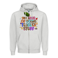 Dove Grey 100 days of doing teacher stuff Zipper Hoodie - Artiststas